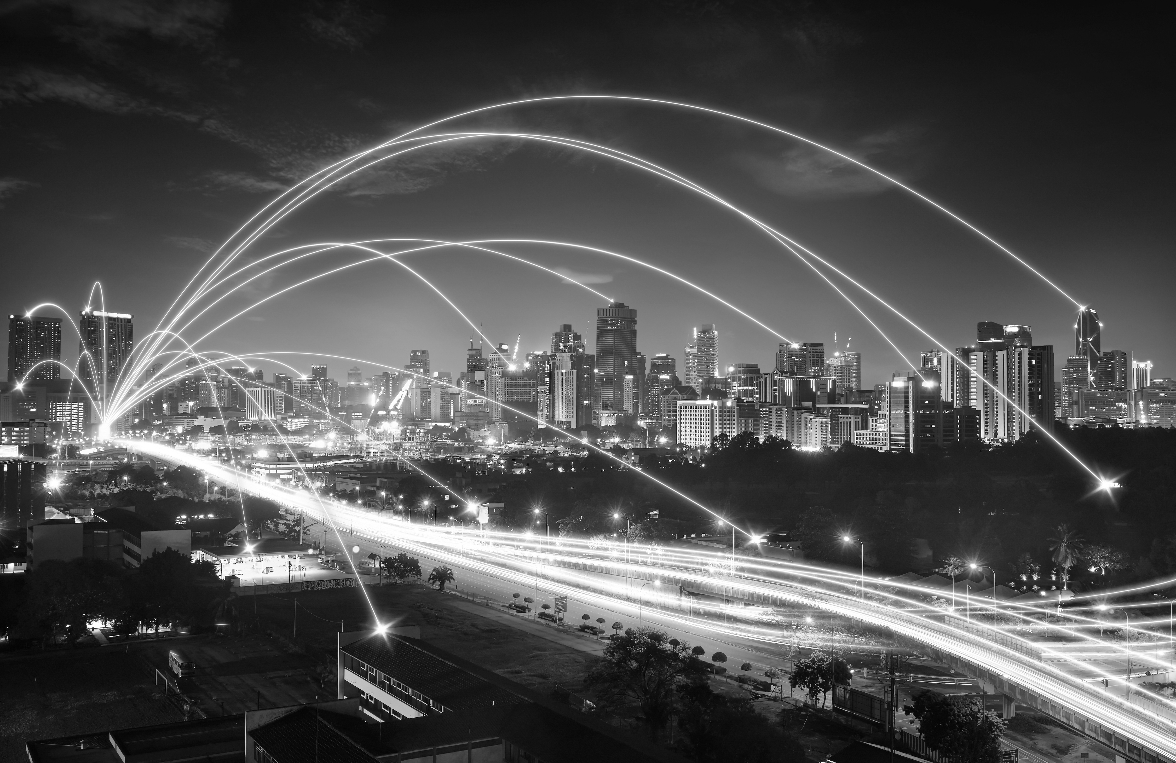 City scape and network connection concept - De visie van een Enterprise Architect op de toekomst van de verzekeringsmarkt en IT-Architectuur